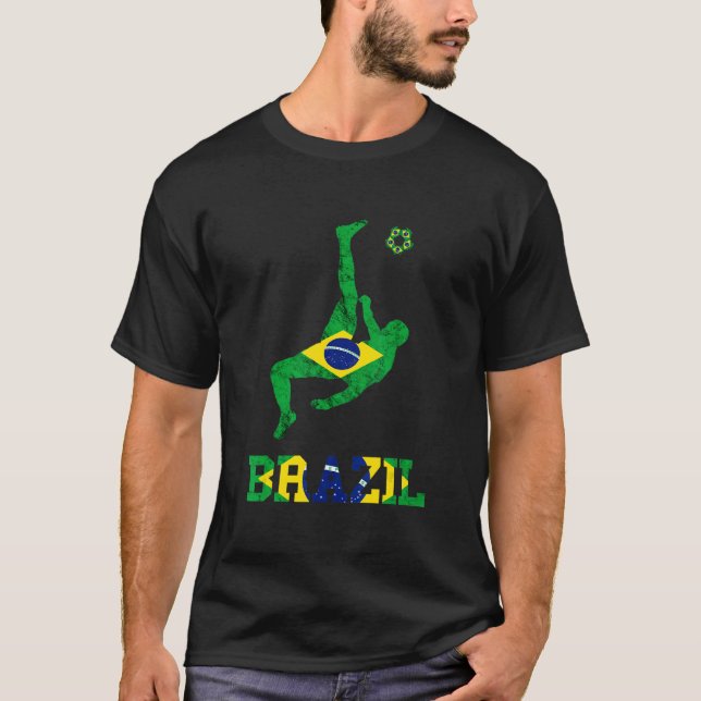 Brazil Flag Brazilian Pride Brazilian Football Pla T Shirt (Framsida)