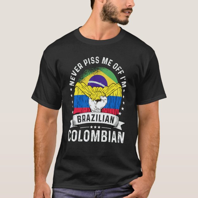 Brazil Flag Colombia Grown  Humor Citizen Pride T Shirt (Framsida)