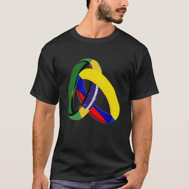 Brazil Flag Colombia Grown Ring Marriage Wedding T Shirt (Framsida)