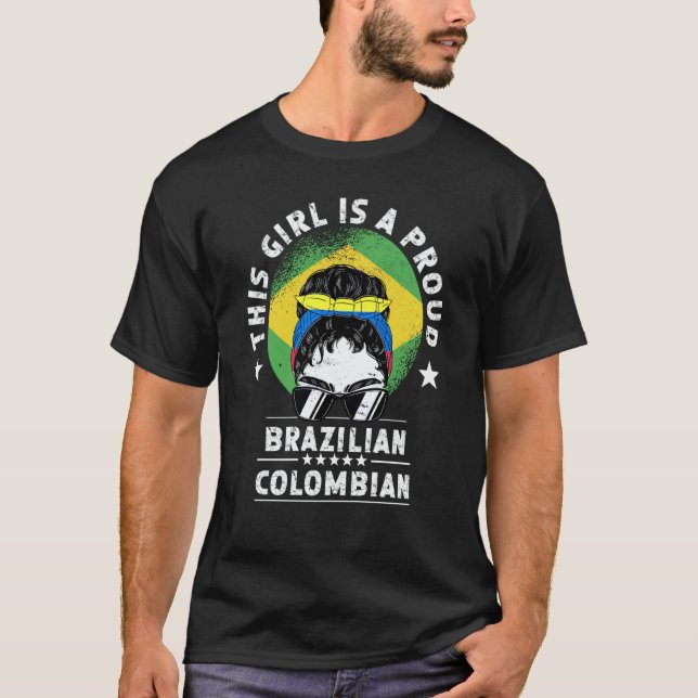 Brazil Flag Colombia Grown Women Girl Citizen Prid T Shirt (Framsida)