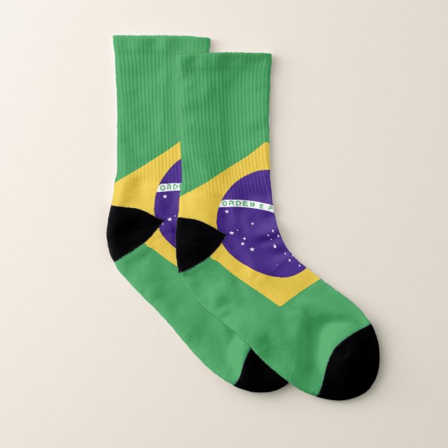 Brazil Flag Emblem Strumpor (Par)