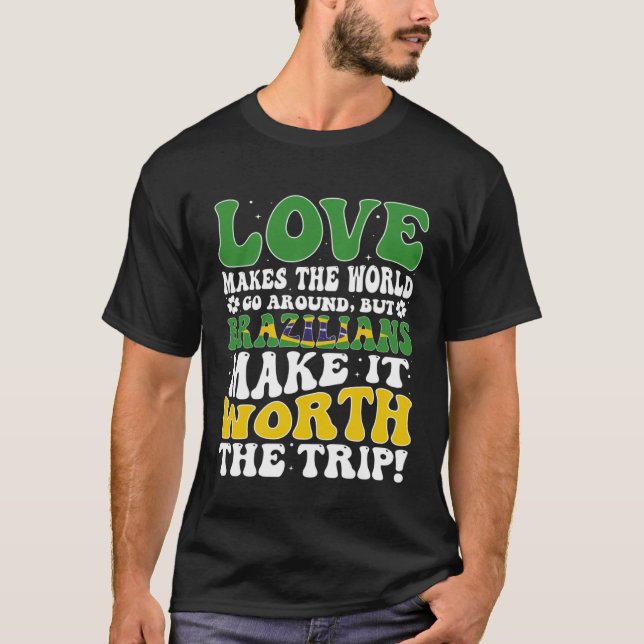 Brazil Flag Men & Women Cute Til Brazilians T Shirt (Framsida)