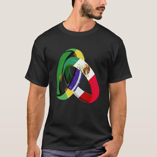 Brazil Flag Mexico Grown Ring Marriage Wedding T Shirt (Framsida)