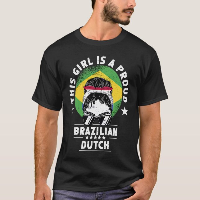 Brazil Flag Netherlands Grown Women Girl Citizen P T Shirt (Framsida)