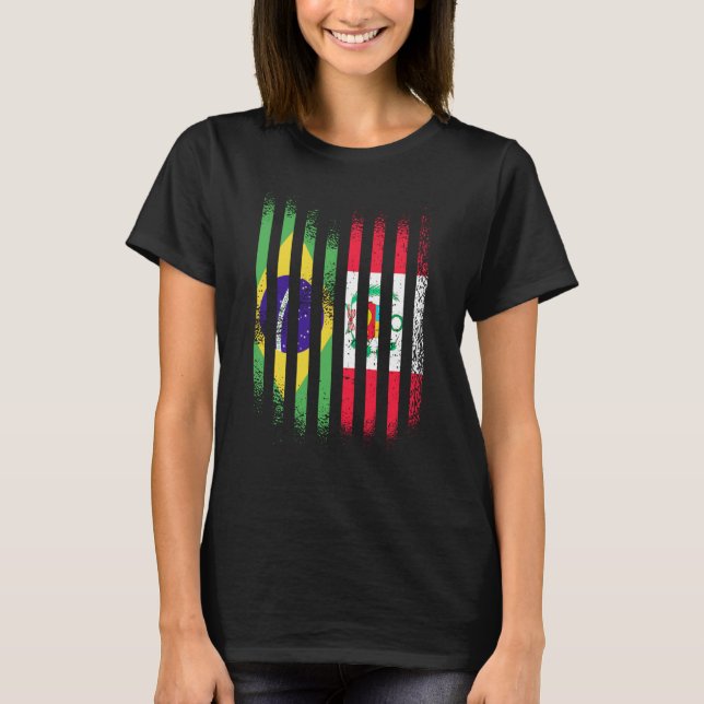 Brazil Flag Peru Grown Country Flags Stripes T Shirt (Framsida)