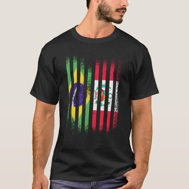 Brazil Flag Peru Grown Country Flags Stripes T Shirt (Framsida)