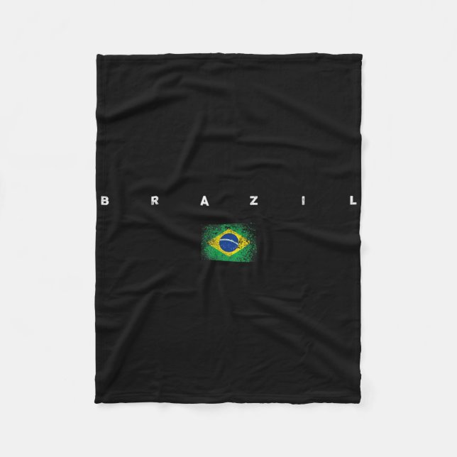 Brazil Flag Pride Vintageretro Soccer Brazilian Fo Fleecefilt (Framsidan)