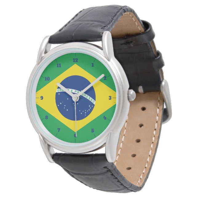 BRAZIL FLAGGA GRÖNT WATCH ARMBANDSUR (Vinklad)