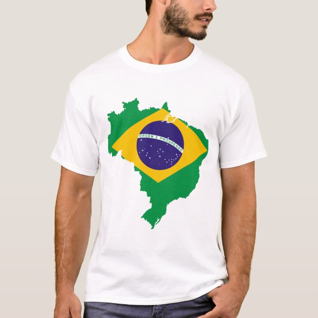 brazil flagga karta t shirt (Framsida)