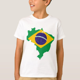 brazil flagga karta tee shirt