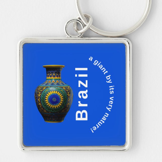 Brazil Giant Nature Mandala - Round Keychain Fyrkantig Silverfärgad Nyckelring (Framsidan)