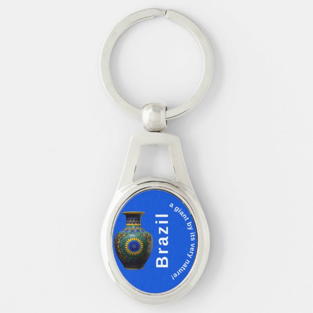 Brazil Giant Nature Mandala - Round Keychain Ovalt Silverfärgad Nyckelring (Framsidan)