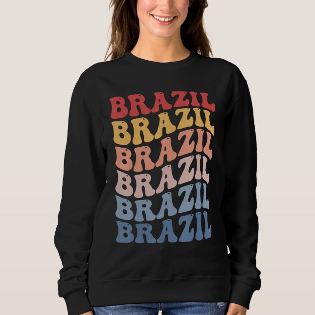 Brazil Groovy Retro Brazilian T Shirt (Framsida)