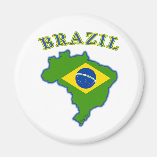 BRAZIl Karta/Flagga Magnet (Framsidan)