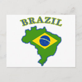 BRAZIl Karta/Flagga Vykort