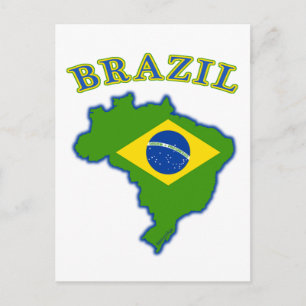 BRAZIl Karta/Flagga Vykort