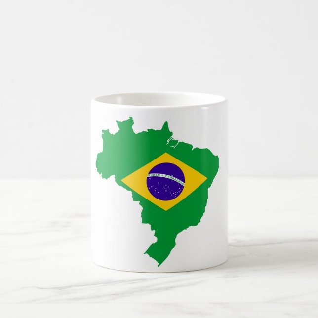 brazil land flagga, karta, braziliska kaffemugg (Center)