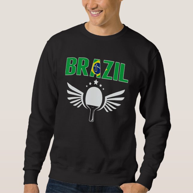 Brazil Ping Pong   Brazilian Table Tennis Supporte Lång Ärmad Tröja (Framsida)