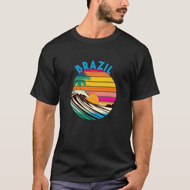 Brazil Retro 1980s Style Brazilian Beach T Shirt (Framsida)