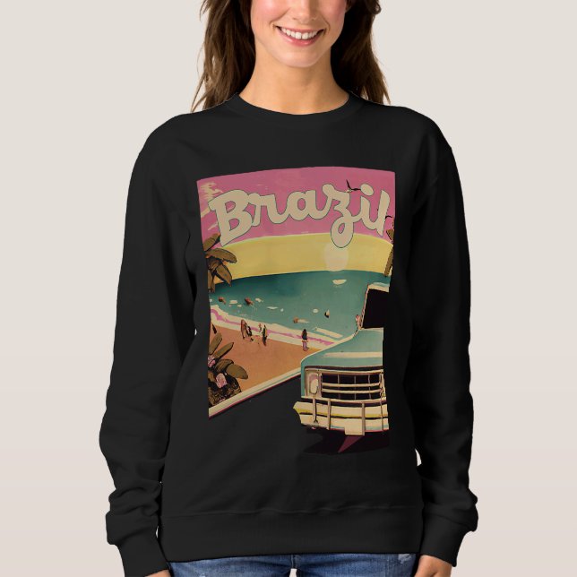Brazil Retro Beach Vacation Graphics Brazilian Sur T Shirt (Framsida)