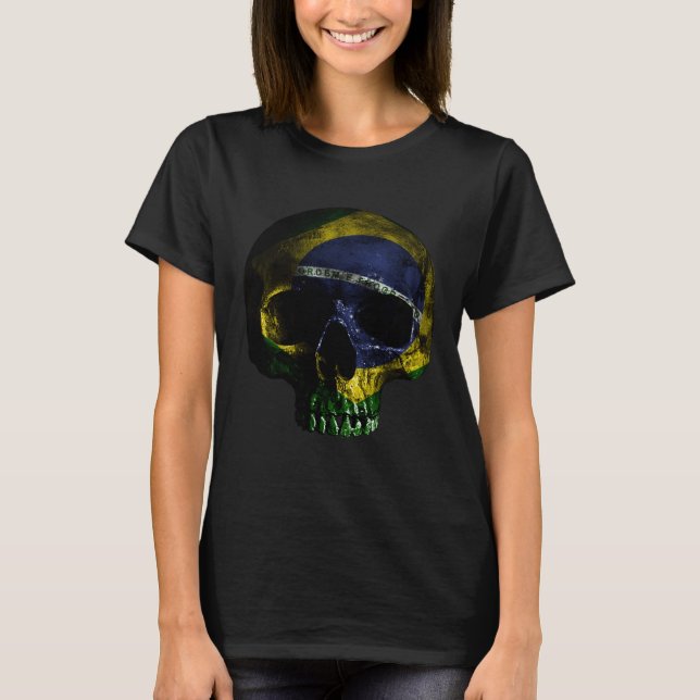 Brazil Skull MMA Brazilian Jiu Jitsu BJJ T Shirt (Framsida)