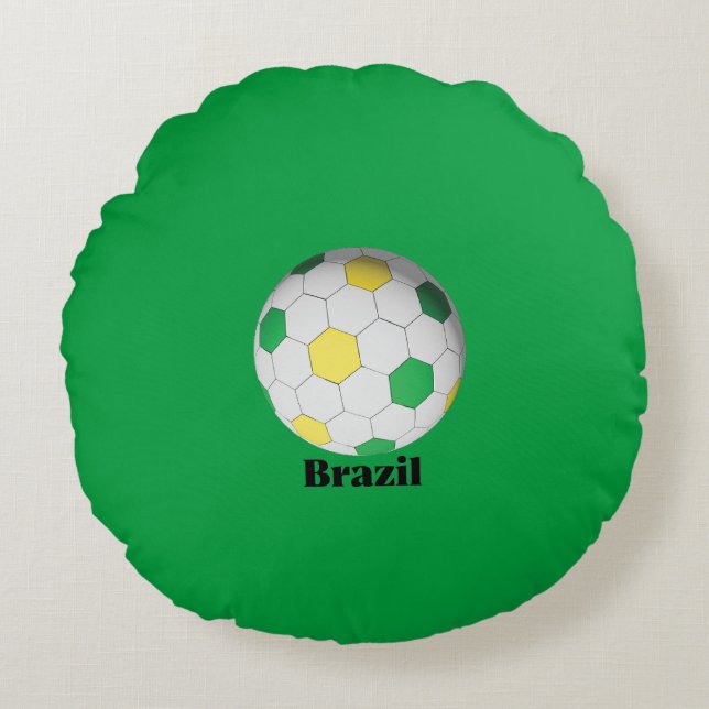 Brazil Soccer Rund Kudde (Framsidan)