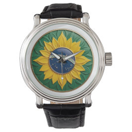 Brazil Solar Emblem - Luxury 3D National Pride Art Armbandsur