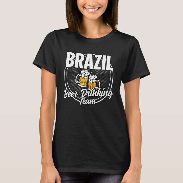 Brazil Squad Ale  Brazilian Beer Drinking Team T Shirt (Framsida)