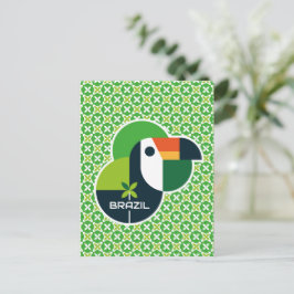 Brazil Tropical Geometric Toucan Personalized Art Vykort