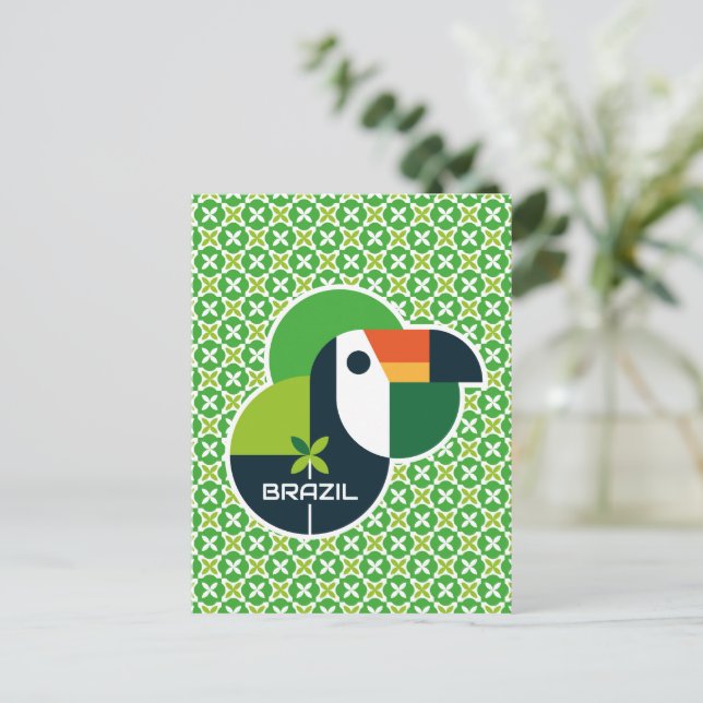 Brazil Tropical Geometric Toucan Personalized Art Vykort (Stående Fram)