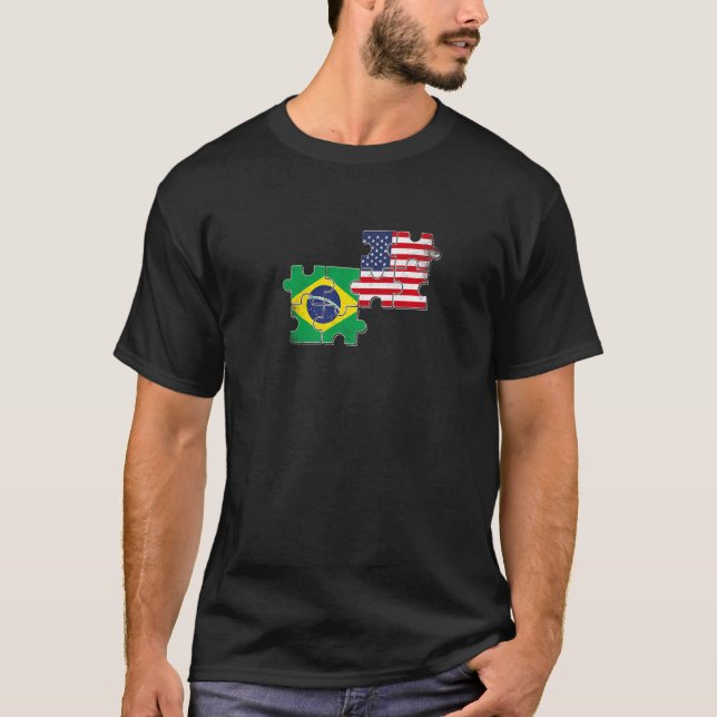 Brazil USA Brazilian American Flag   T Shirt (Framsida)