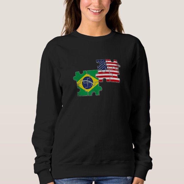 Brazil USA Brazilian American Flag T Shirt (Framsida)