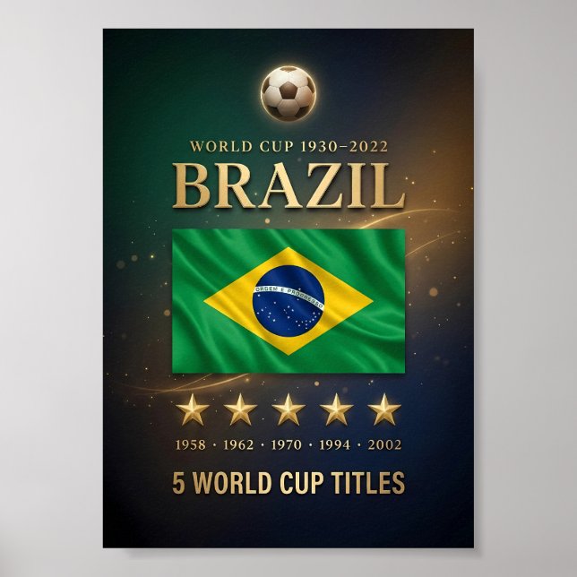 Brazil World Cup Champions Poster | 5-Time Victory (Framsidan)