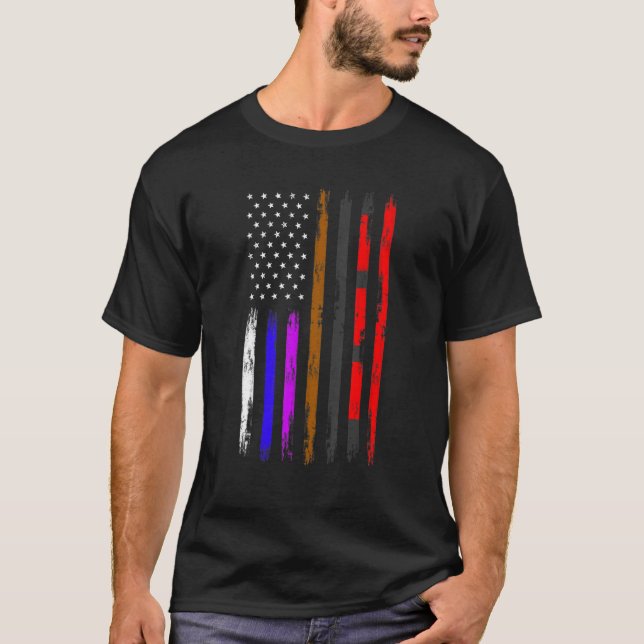 Brazilian American Jiu Jitsu Fighter Vertical Flag T Shirt (Framsida)