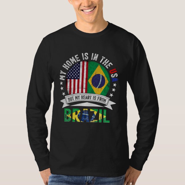 Brazilian American Patriot Heart is from Brazil Fl T Shirt (Framsida)