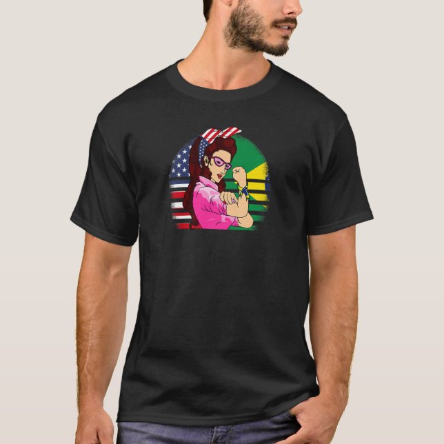 BRAZILIAN American ROOTS USA Brasiliansk Flagga T Shirt (Framsida)