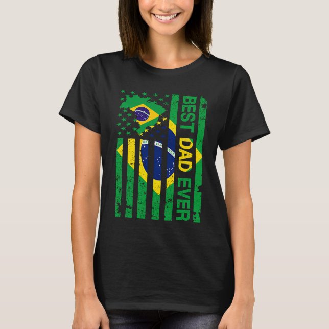 Brazilian Dad  Brazil USA American Father's Day T Shirt (Framsida)