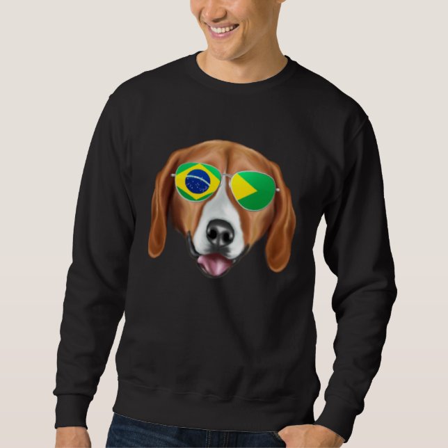 Brazilian Flag American Foxhound Dog Brazil Pocket Lång Ärmad Tröja (Framsida)