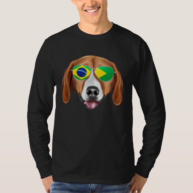 Brazilian Flag American Foxhound Dog Brazil Pocket T Shirt (Framsida)