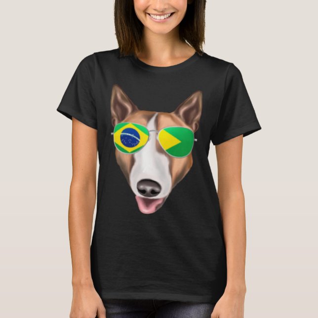 Brazilian Flag Bull Terrier Dog Brazil Pocket T Shirt (Framsida)