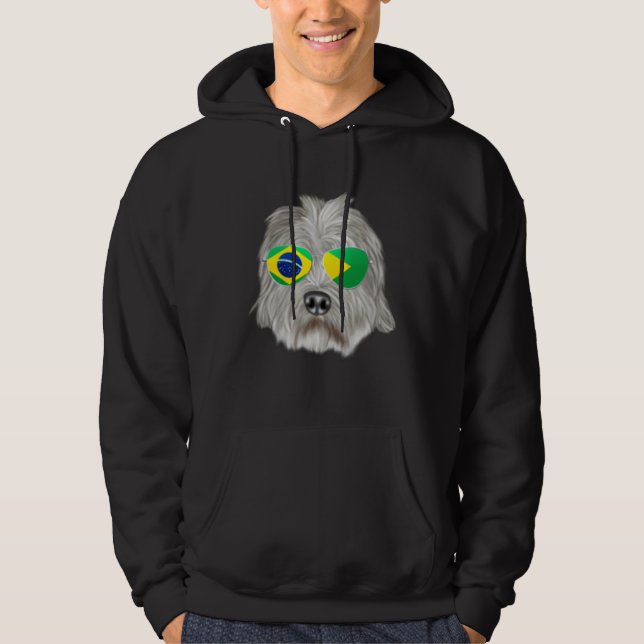 Brazilian Flag Dandie Dinmont Terrier Dog Brazil P Hoodie (Framsida)