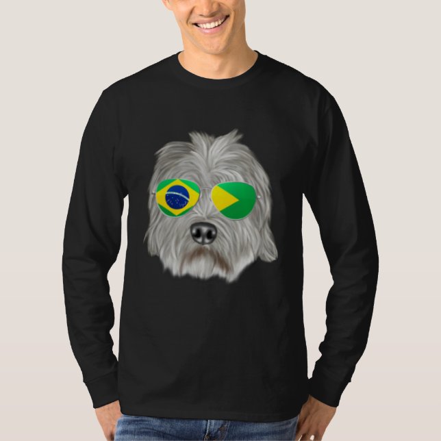 Brazilian Flag Dandie Dinmont Terrier Dog Brazil P T Shirt (Framsida)