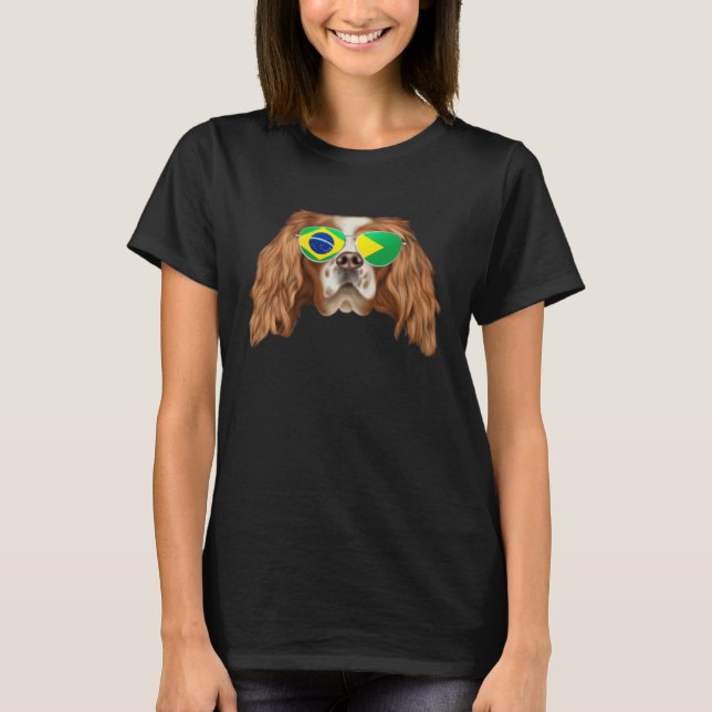 Brazilian Flag English Toy Spaniel Dog Brazil Pock T Shirt (Framsida)