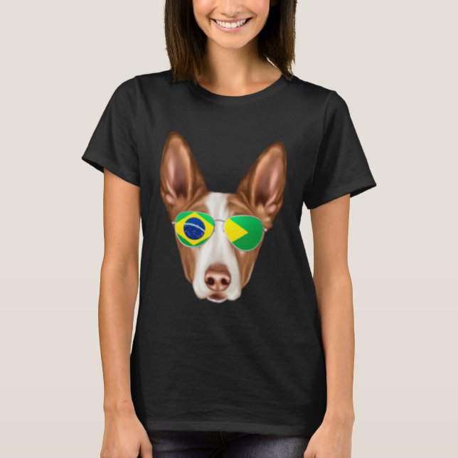 Brazilian Flag Ibizan Hound Dog Brazil Pocket T Shirt (Framsida)