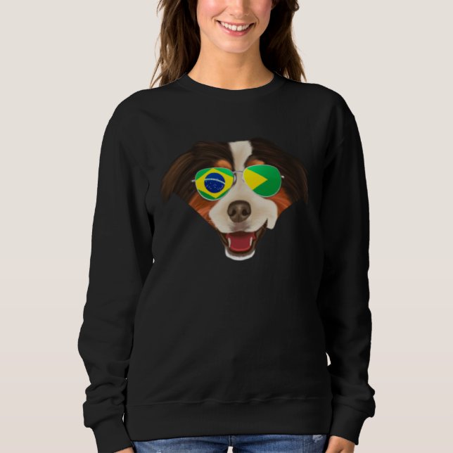 Brazilian Flag Miniature American Shepherd Dog Bra T Shirt (Framsida)