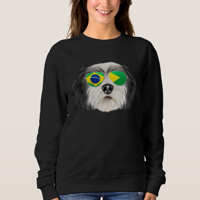 Brazilian Flag Polish Lowland Sheepdog Dog Brazil  T Shirt (Framsida)