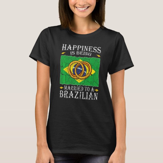 Brazilian Marriage Brazil Married Flag Wedded Cult T Shirt (Framsida)