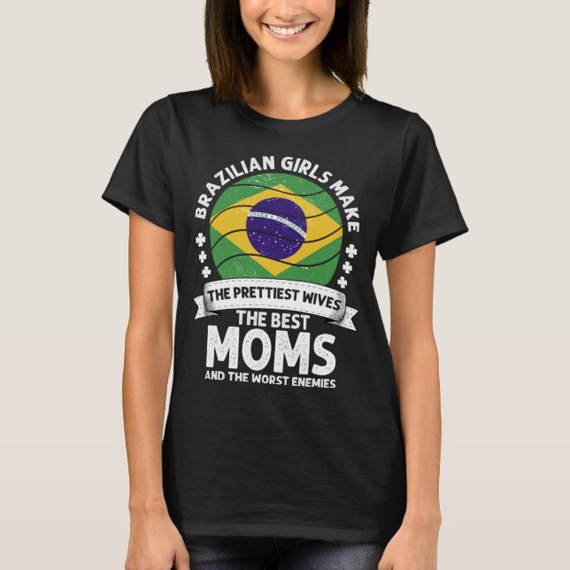 Brazilian Mom Brazil Mama Brazilian American T Shirt (Framsida)