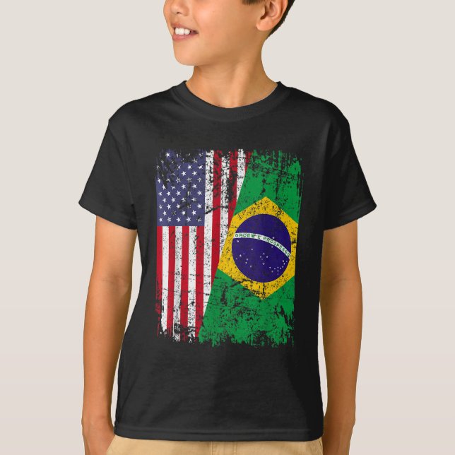 BRAZILIAN ROOTS Halamerikanska Flagga BRAZIL T Shirt (Framsida)