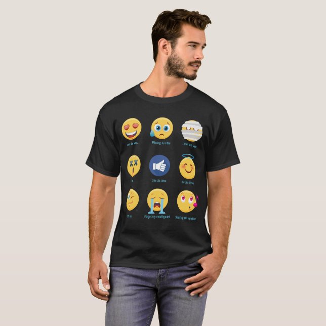 Brazillian Jiu-jitsu 9 skuggar Emoticons för BJJ Tröja (Hel framsida)